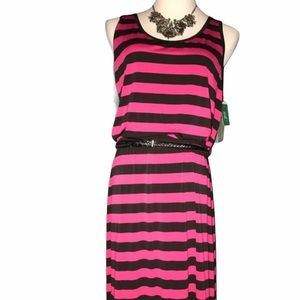 Hot Pink and Black Maxi Dress